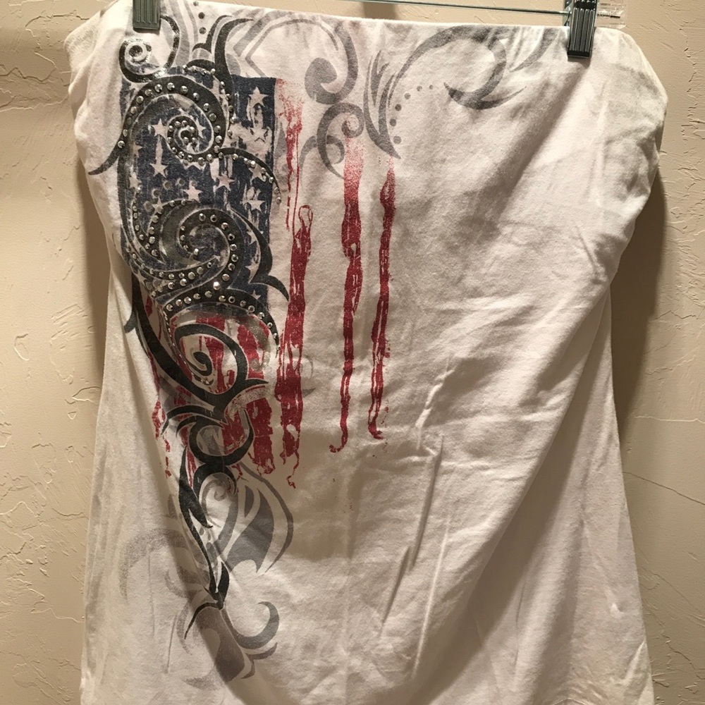 USA Flag Strapless t-shirt top